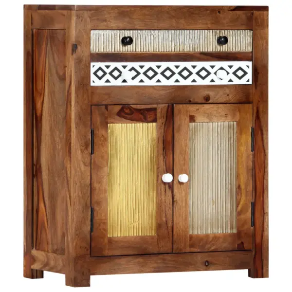 Akaatsiapuidust kummut sahtli ja kahe uksega, rombimustriga, 60 x 30 x 75 cm – 8