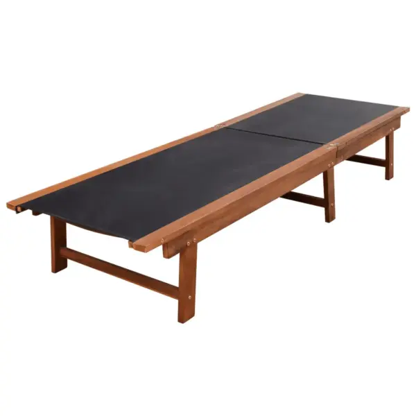 Lamamistoolide komplekt reguleeritava seljatoega, 2 tk, lauaga, akaatsiapuit ja must tekstiilkangas, 200 x 66 x 34 cm – 3