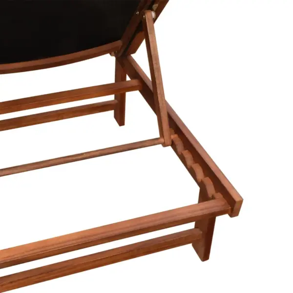 Lamamistoolide komplekt reguleeritava seljatoega, 2 tk, lauaga, akaatsiapuit ja must tekstiilkangas, 200 x 66 x 34 cm – 6