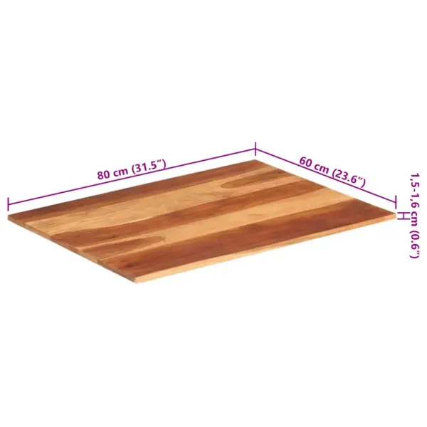 Akaatsiapuidust ristkülikuline lauaplaat, meekarva, 60 x 80 cm, 15–16 mm – 8