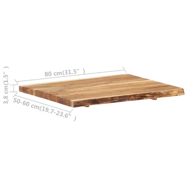 Akaatsiapuidust lauaplaat naturaalsete servadega, 80 x (50–60) x 3,8 cm - 4