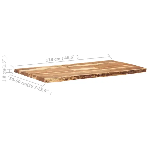 Akaatsiapuidust lauaplaat naturaalsete servadega, 118 x (50–60) x 3,8 cm – 4