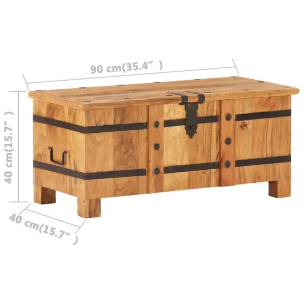 Lukustatav akaatsiapuidust hoiukirst esikupink, 90 x 40 x 40 cm – 9