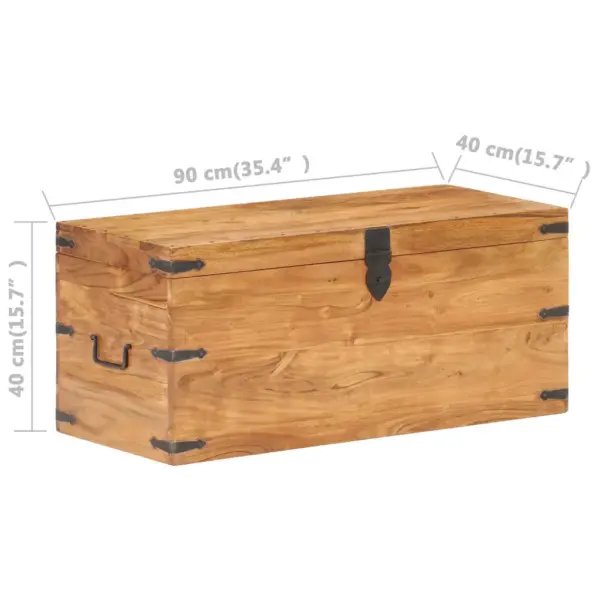 Lukustatav akaatsiapuidust hoiukirst külgkäepidemetega, pruun, 90 x 40 x 40 cm – 6