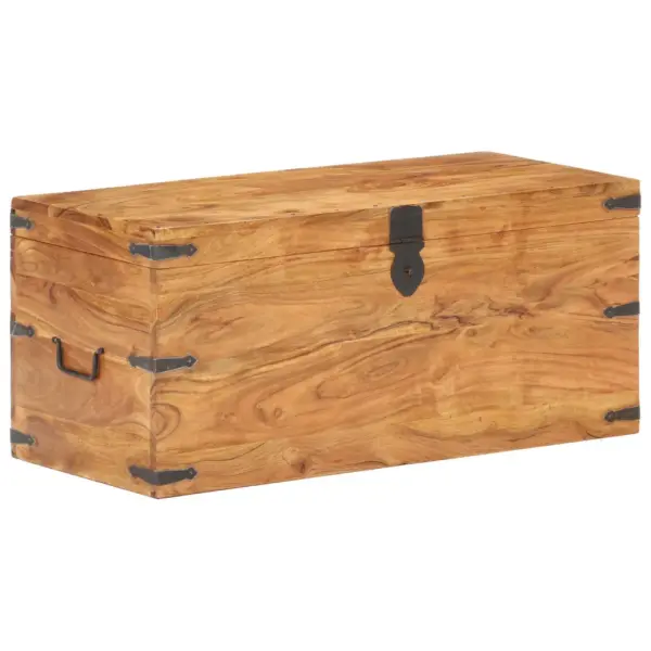 Lukustatav akaatsiapuidust hoiukirst külgkäepidemetega, pruun, 90 x 40 x 40 cm – 8