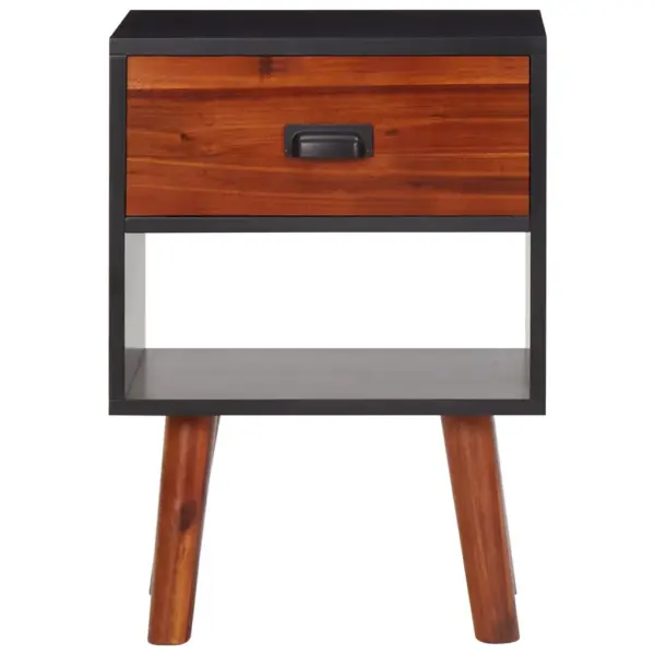 Must-pruun akaatsiapuidust ja MDFist öökapp ühe sahtliga, 40 x 30 x 57 cm – 2