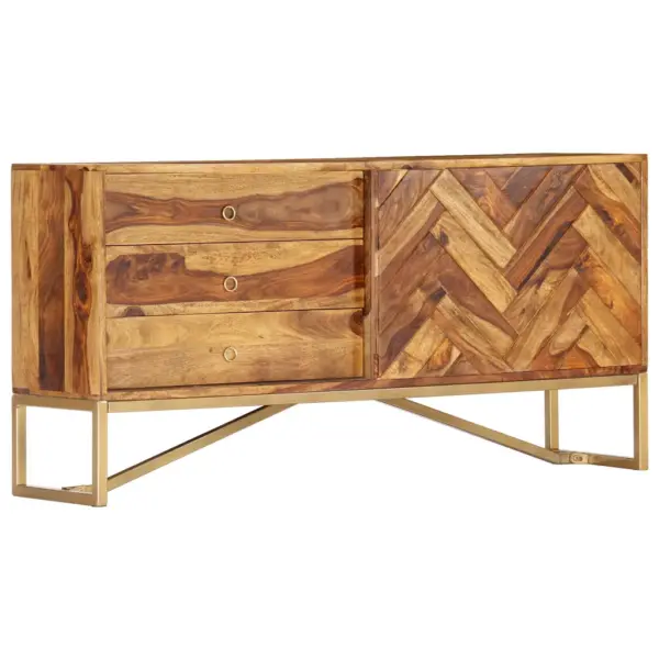 Puhvetkapp akaatsiapuidust 3 sahtli ja uksega, pruun, 118 x 30 x 60 cm – 11