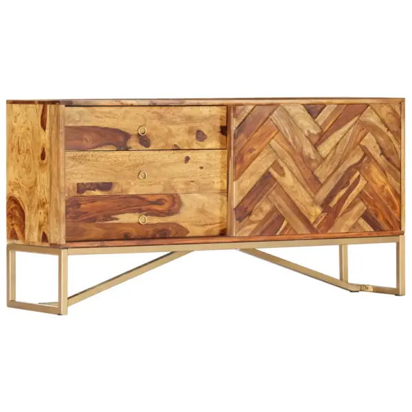 Puhvetkapp akaatsiapuidust 3 sahtli ja uksega, pruun, 118 x 30 x 60 cm – 13