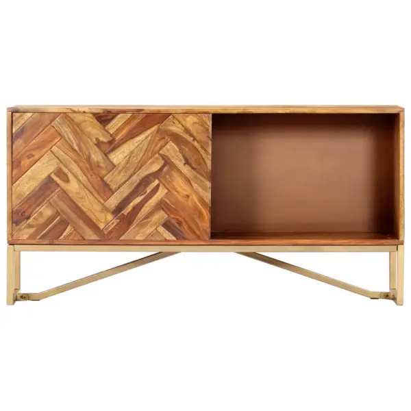 Puhvetkapp akaatsiapuidust 3 sahtli ja uksega, pruun, 118 x 30 x 60 cm – 4