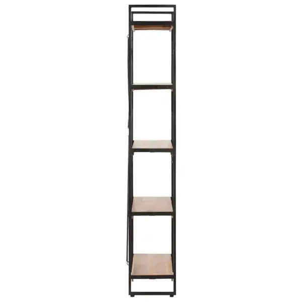 5 riiuliga raamaturiiul akaatsiapuidust ja terasest, pruun, 140 x 30 x 180 cm – 3