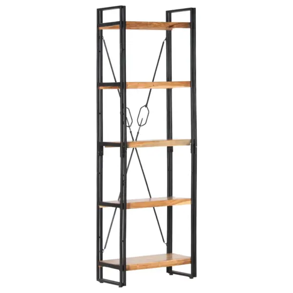 Industriaalstiilis 5 riiuliga raamaturiiul, akaatsiapuit ja teras, 60 x 30 x 180 cm - 8