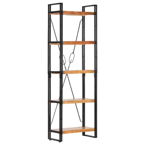 Industriaalstiilis 5 riiuliga raamaturiiul, akaatsiapuit ja teras, 60 x 30 x 180 cm - 10