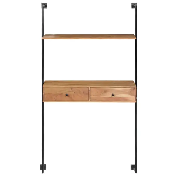 Seinalaud akaatsiapuidust sahtlite ja riiuliga, metallraamiga, 90 x 40 x 170 cm - 2