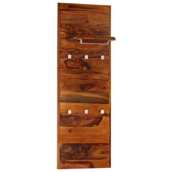 Retrostiilis akaatsiapuidust seinanagi riiuli ja 6 konksuga, 40 x 118 cm – 6