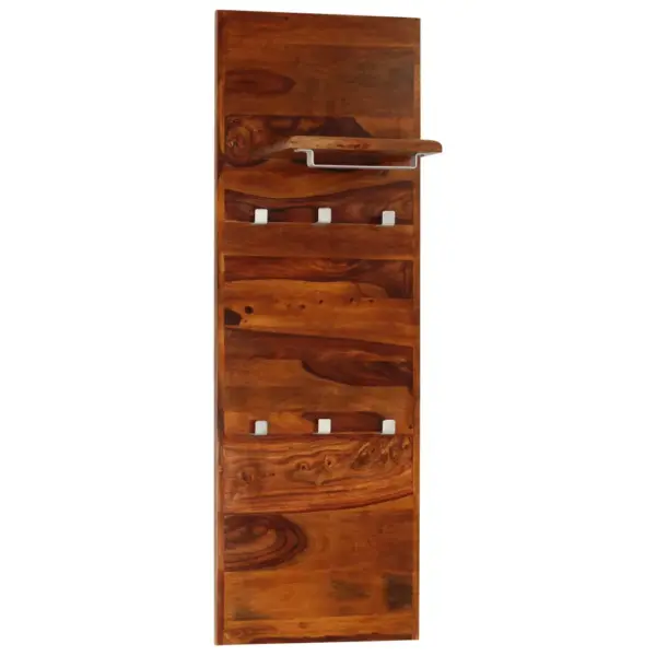 Retrostiilis akaatsiapuidust seinanagi riiuli ja 6 konksuga, 40 x 118 cm – 7