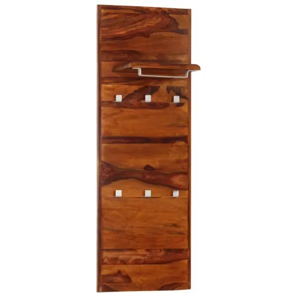 Retrostiilis akaatsiapuidust seinanagi riiuli ja 6 konksuga, 40 x 118 cm – 8