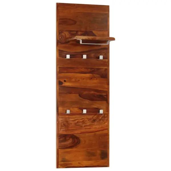 Retrostiilis akaatsiapuidust seinanagi riiuli ja 6 konksuga, 40 x 118 cm – 9