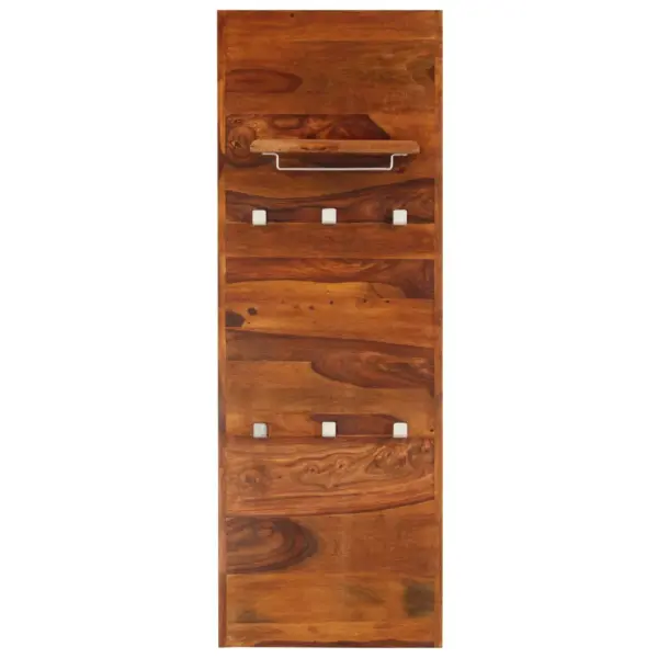 Retrostiilis akaatsiapuidust seinanagi riiuli ja 6 konksuga, 40 x 118 cm – 10
