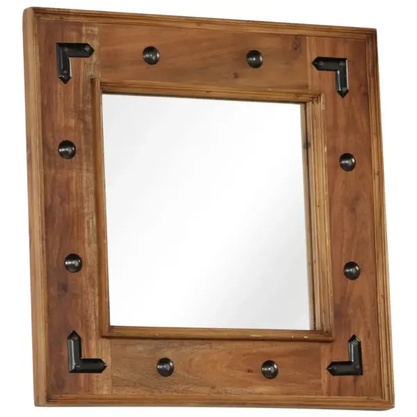 Akaatsiapuidust seinapeegel metallist detailidega, 50 x 50 cm – 2