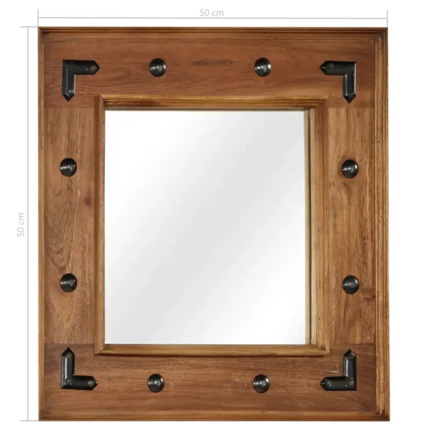 Akaatsiapuidust seinapeegel metallist detailidega, 50 x 50 cm – 11