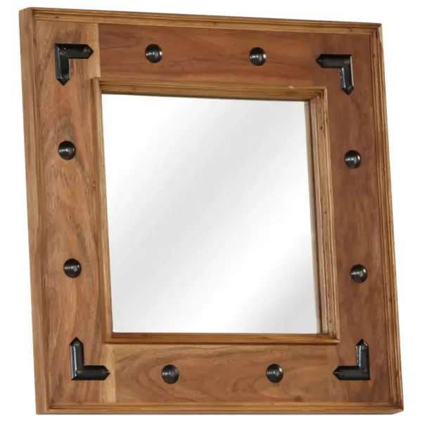 Akaatsiapuidust seinapeegel metallist detailidega, 50 x 50 cm – 7