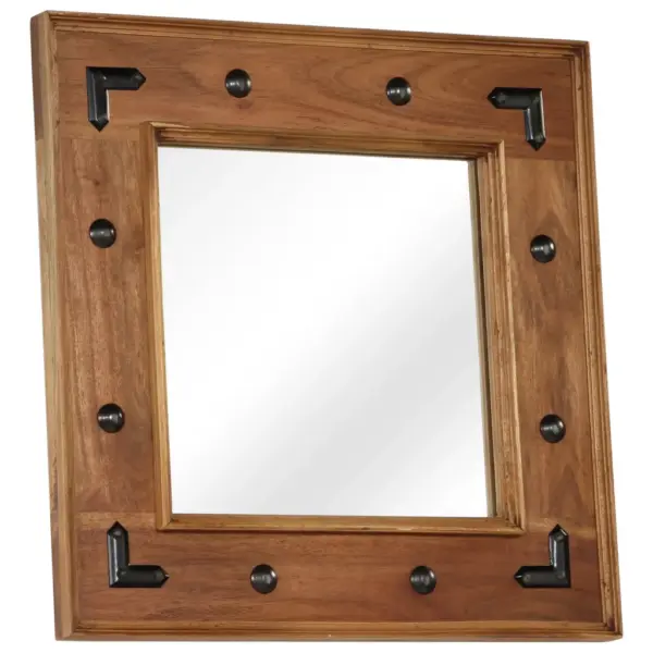 Akaatsiapuidust seinapeegel metallist detailidega, 50 x 50 cm – 8