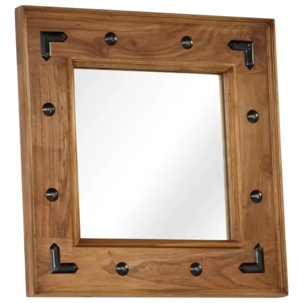 Akaatsiapuidust seinapeegel metallist detailidega, 50 x 50 cm – 9