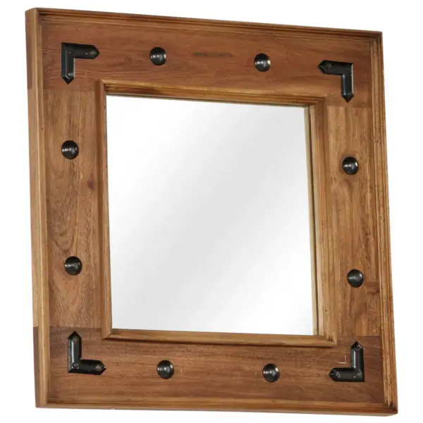 Akaatsiapuidust seinapeegel metallist detailidega, 50 x 50 cm – 10