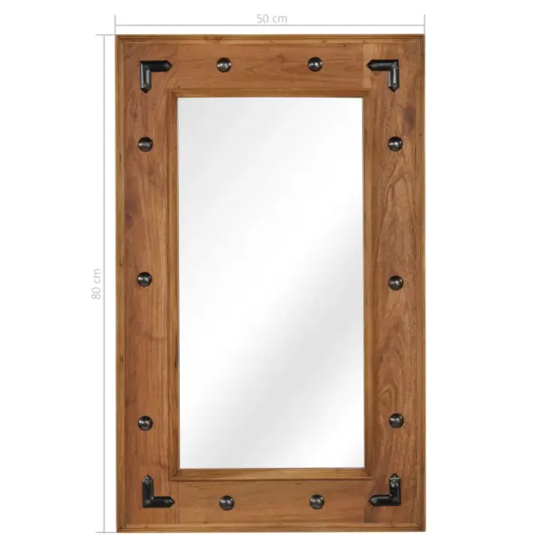 Akaatsiapuidust seinapeegel pulbervärvitud terasdetailidega, 50 x 80 cm – 11