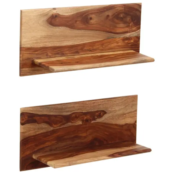 Akaatsiapuidust seinariiulid, 2 tk, pruun, 59 x 26 x 20 cm - 11