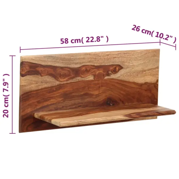 Akaatsiapuidust seinariiulid, 2 tk, pruun, 59 x 26 x 20 cm - 7