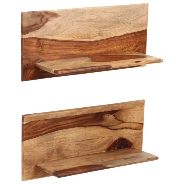 Akaatsiapuidust seinariiulid, 2 tk, pruun, 59 x 26 x 20 cm - 9