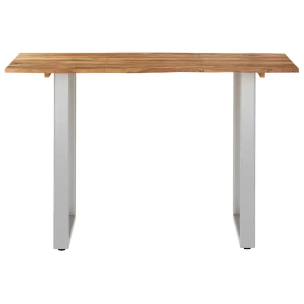 Akaatsiapuidust söögilaud hõbedaste terasjalgadega, 118 x 58 x 76 cm – 4