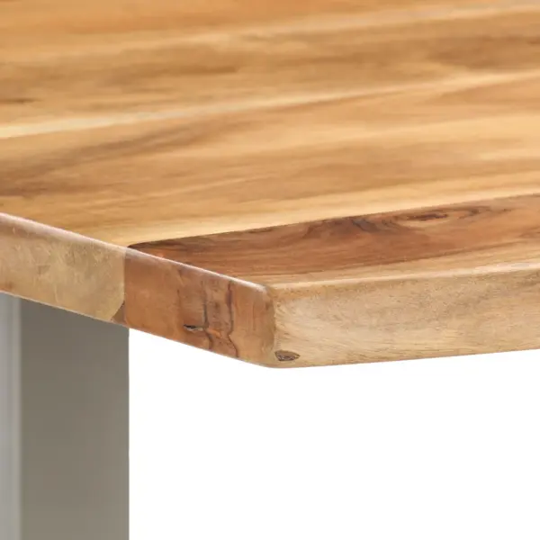 Akaatsiapuidust söögilaud hõbedaste terasjalgadega, 118 x 58 x 76 cm – 6