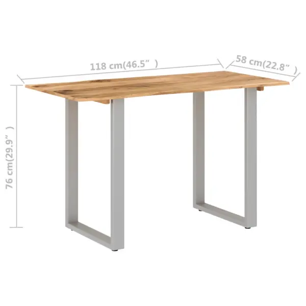 Akaatsiapuidust söögilaud hõbedaste terasjalgadega, 118 x 58 x 76 cm – 8