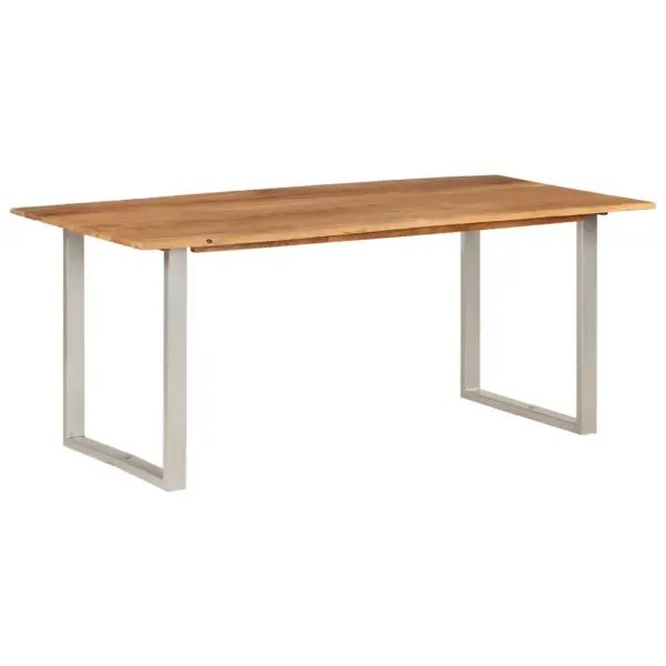 Akaatsiapuidust söögilaud naturaalse servaga, hõbedaste terasjalgadega, 180 x 90 x 76 cm – 12