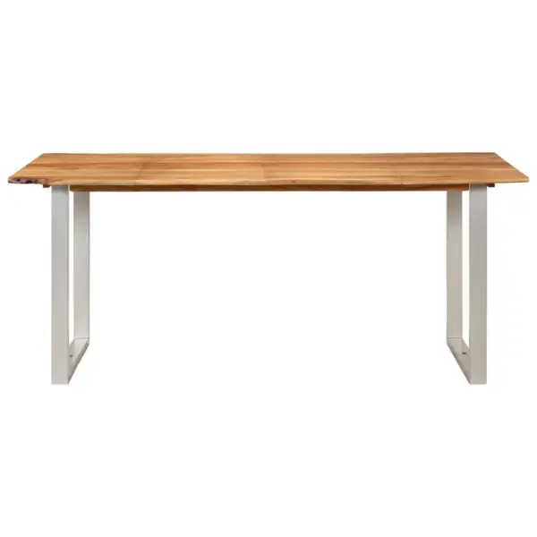 Akaatsiapuidust söögilaud naturaalse servaga, hõbedaste terasjalgadega, 180 x 90 x 76 cm – 4