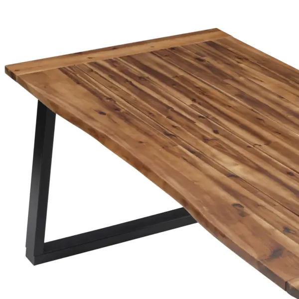 Industriaalstiilis söögilaud akaatsiapuidust lauaplaadiga, pruun/must, 180 x 90 x 75 cm – 4
