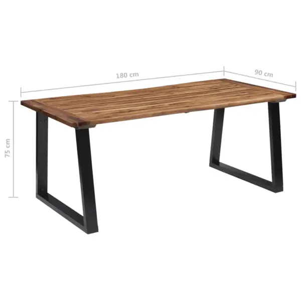 Industriaalstiilis söögilaud akaatsiapuidust lauaplaadiga, pruun/must, 180 x 90 x 75 cm – 7