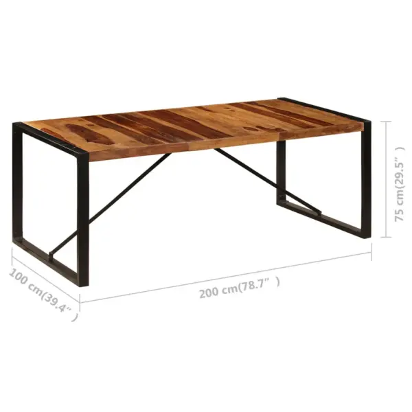 Akaatsiapuidust söögilaud tööstusliku metallraamiga, pruun, 200 x 100 x 75 cm – 6