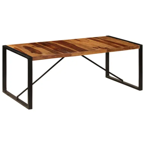 Akaatsiapuidust söögilaud tööstusliku metallraamiga, pruun, 200 x 100 x 75 cm – 9