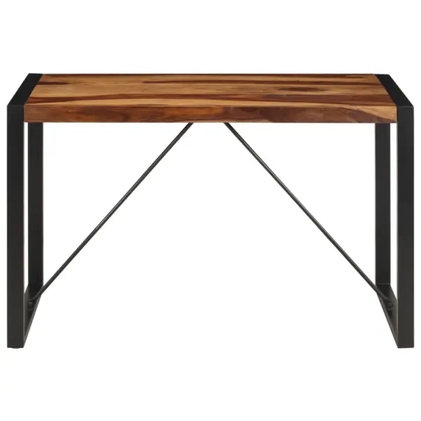 Industriaalstiilis söögilaud akaatsiapuidust ja musta terasraamiga, 120 x 60 x 76 cm – 2