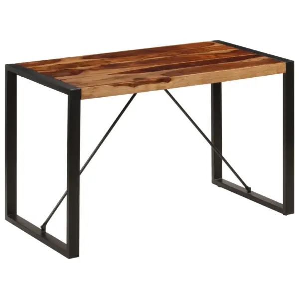 Industriaalstiilis söögilaud akaatsiapuidust ja musta terasraamiga, 120 x 60 x 76 cm – 11