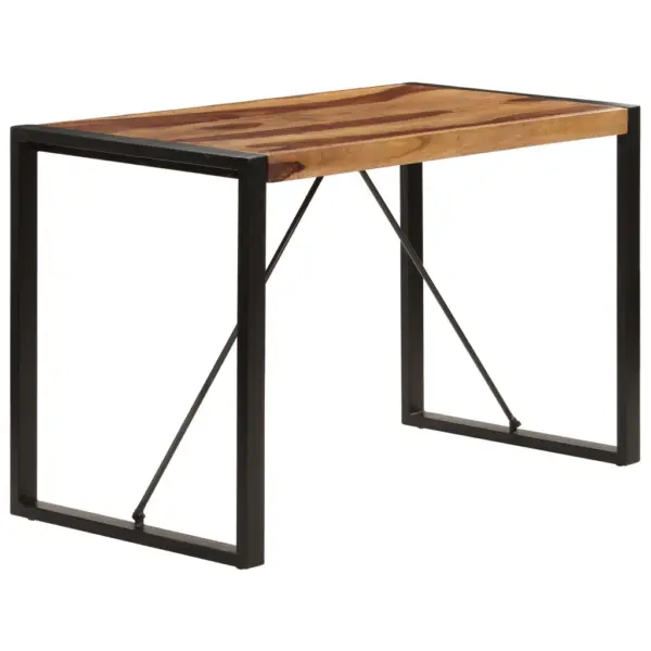 Industriaalstiilis söögilaud akaatsiapuidust ja musta terasraamiga, 120 x 60 x 76 cm – 3