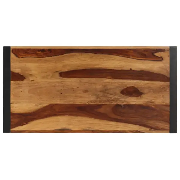 Industriaalstiilis söögilaud akaatsiapuidust ja musta terasraamiga, 120 x 60 x 76 cm – 4