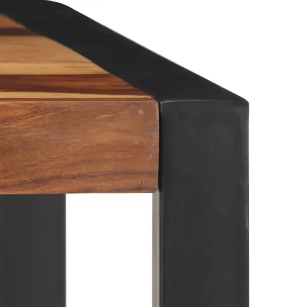 Industriaalstiilis söögilaud akaatsiapuidust ja musta terasraamiga, 120 x 60 x 76 cm – 5