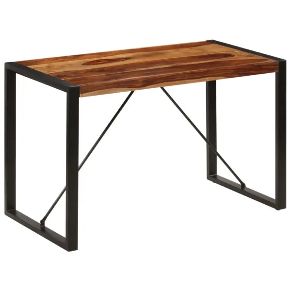 Industriaalstiilis söögilaud akaatsiapuidust ja musta terasraamiga, 120 x 60 x 76 cm – 8