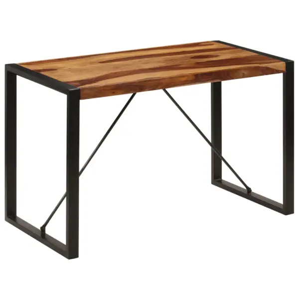 Industriaalstiilis söögilaud akaatsiapuidust ja musta terasraamiga, 120 x 60 x 76 cm – 10