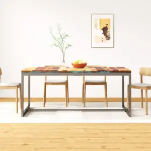 Industriaalstiilis akaatsiapuidust söögilaud terasraamiga, 180 x 90 x 76 cm