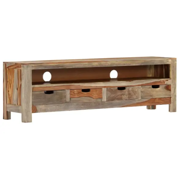 Maalähedane akaatsiapuidust telerialus 4 sahtliga, 130 x 30 x 40 cm – 11